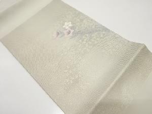 絽　桔梗模様織り出し　名古屋帯